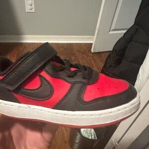 Nike Black and Red Sneakers with Velcro Strap
